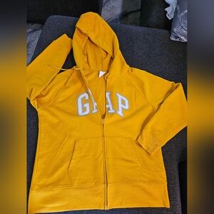 Yellow Gap Logo Full Zip Hoodie Size L Unisex